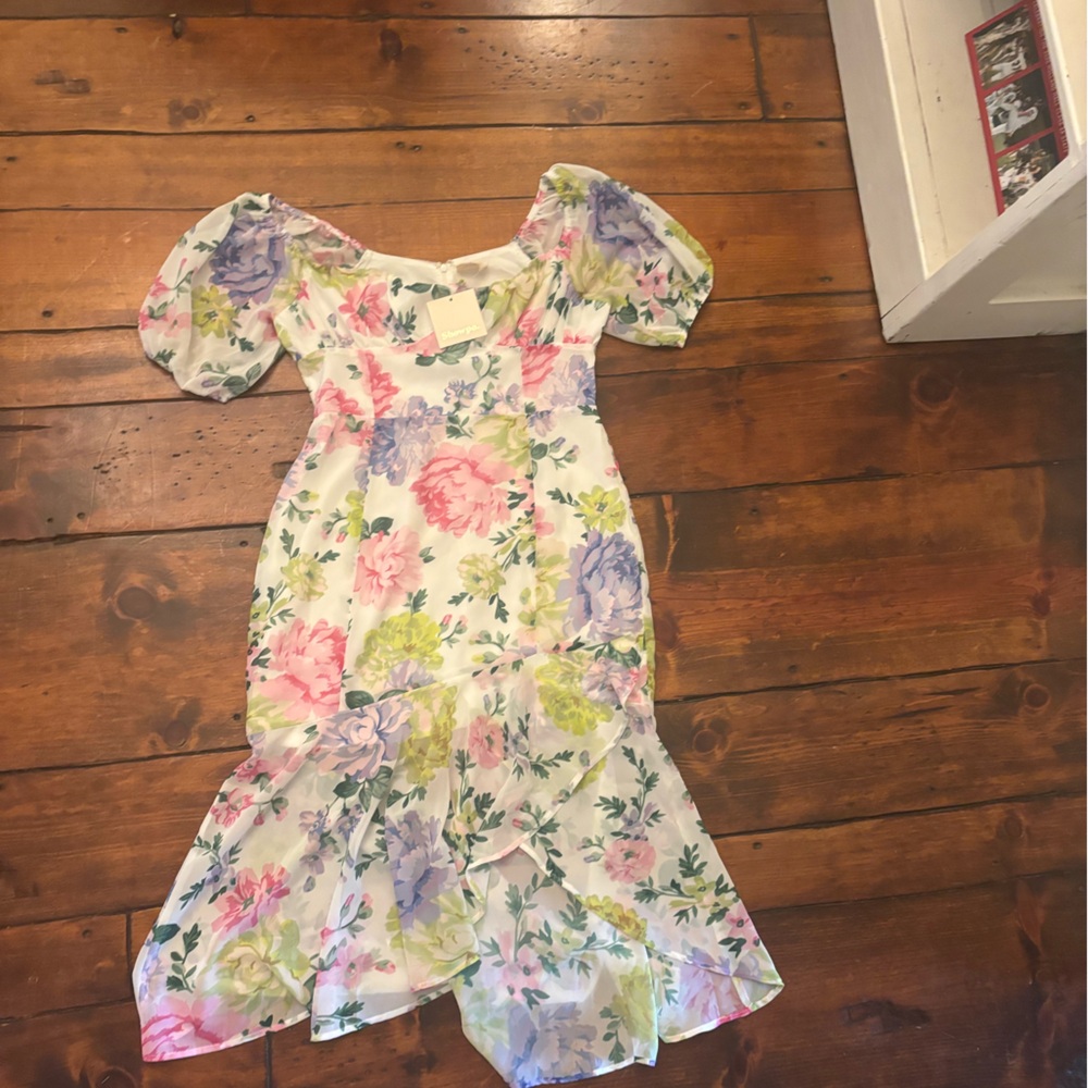 Showpo Floral Puff Sleeve Dress - Multicolor